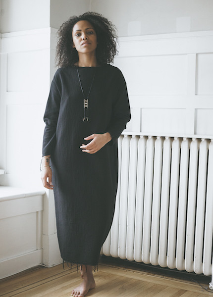 Black Crane Quilted Long Dress - Black Black Crane Quilted Long Dress - Black