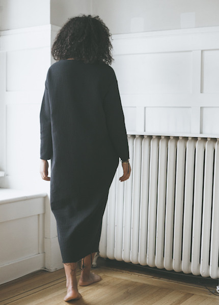 Black Crane Quilted Long Dress - Black Black Crane Quilted Long Dress - Black