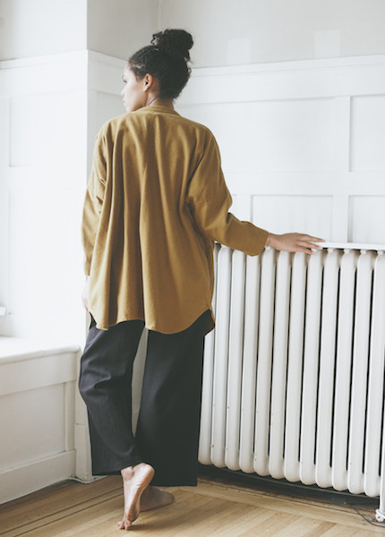 Black Crane Square Shirt - Gold Brown Black Crane Square Shirt - Gold Brown