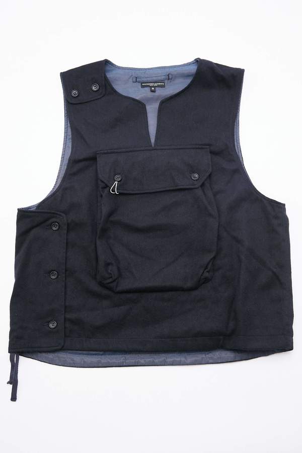 Engineered Garments Cover Vest in Wool Cotton Flannel - Dark Navy