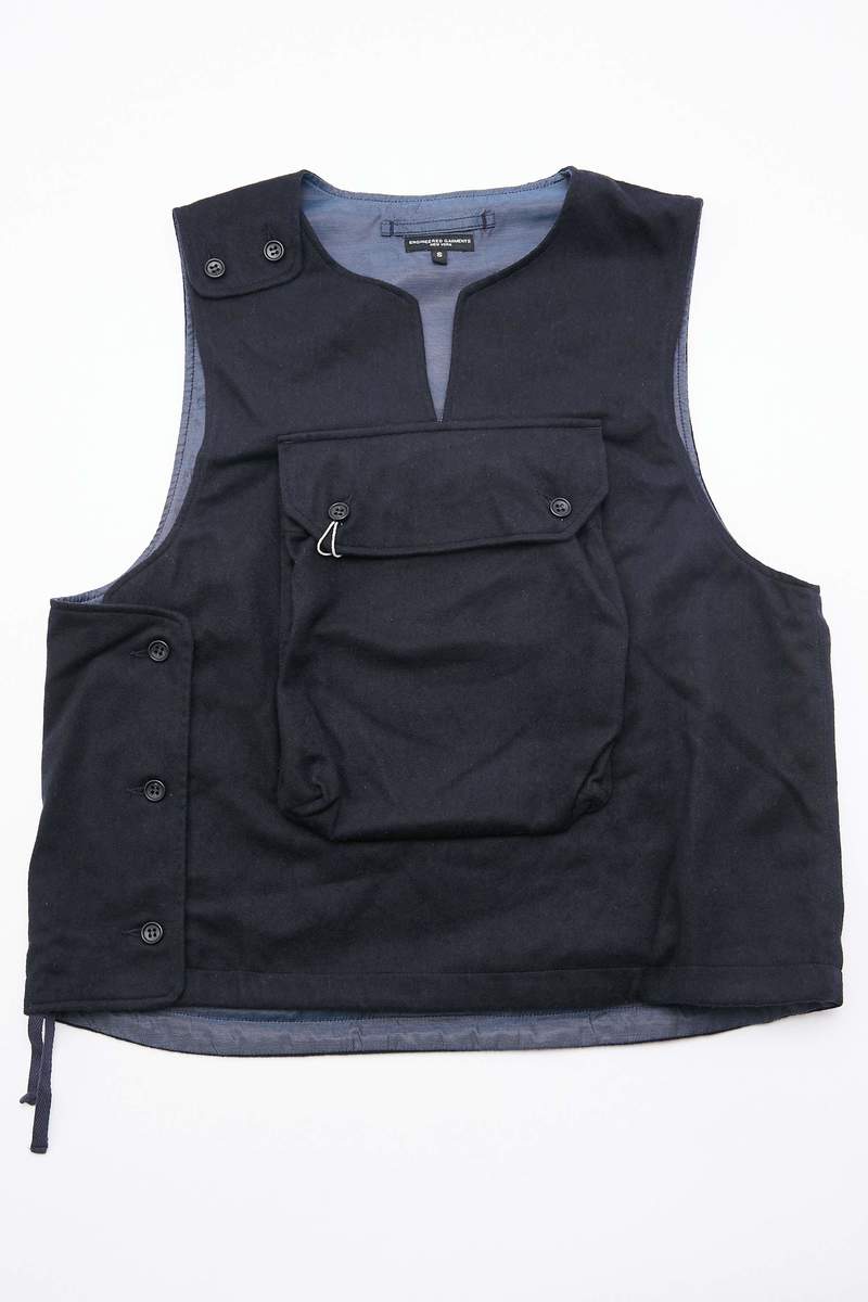 Engineered Garments Cover Vest in Wool Cotton Flannel - Dark Navy