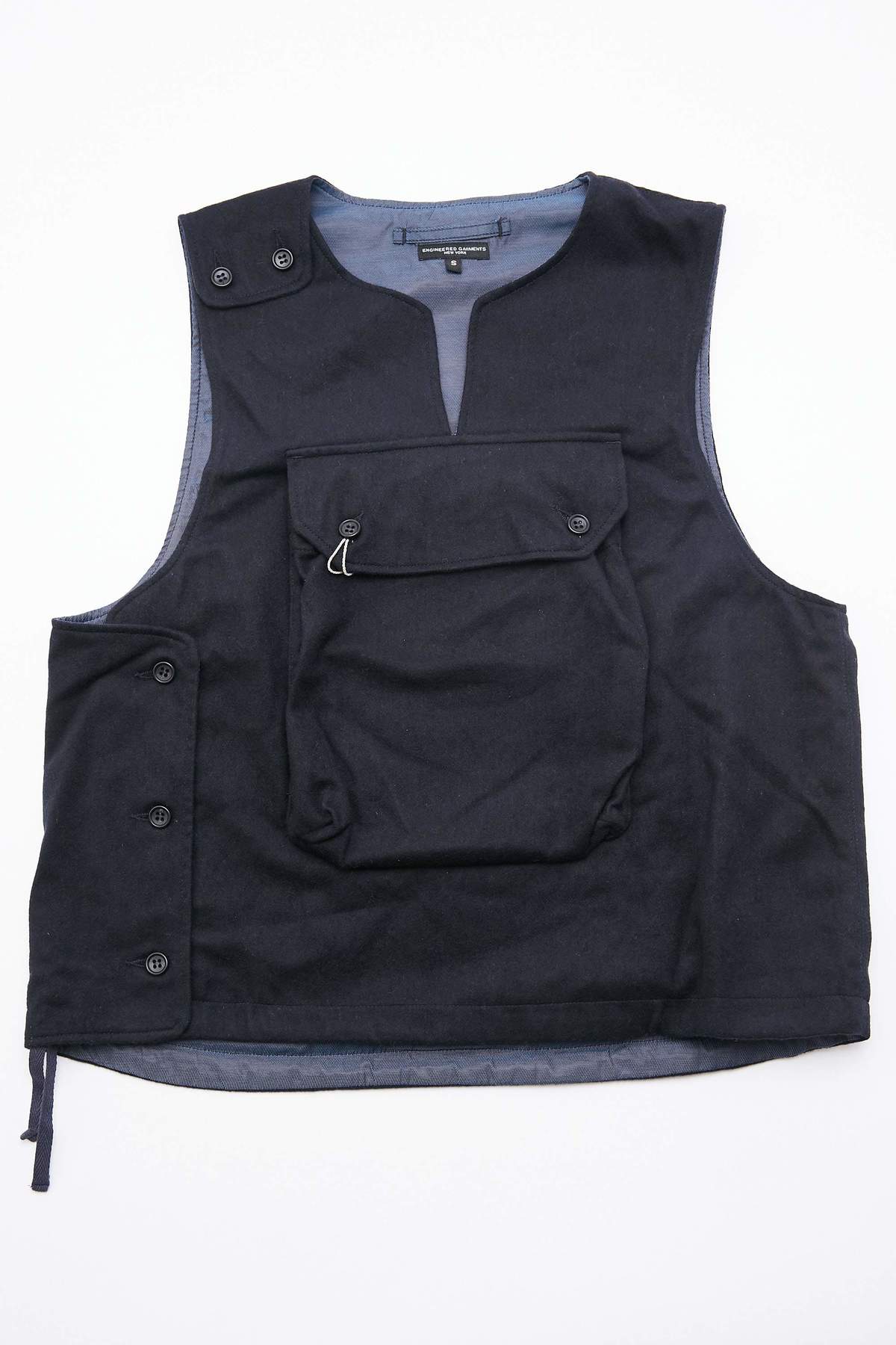 Engineered Garments Cover Vest in Wool Cotton Flannel - Dark Navy