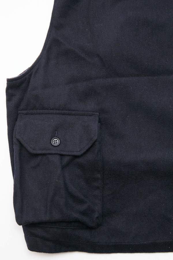 Engineered Garments Cover Vest in Wool Cotton Flannel - Dark Navy
