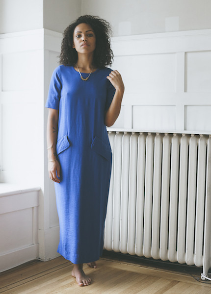 Sunja Link Blue Flap Pocket Dress Sunja Link Blue Flap Pocket Dress