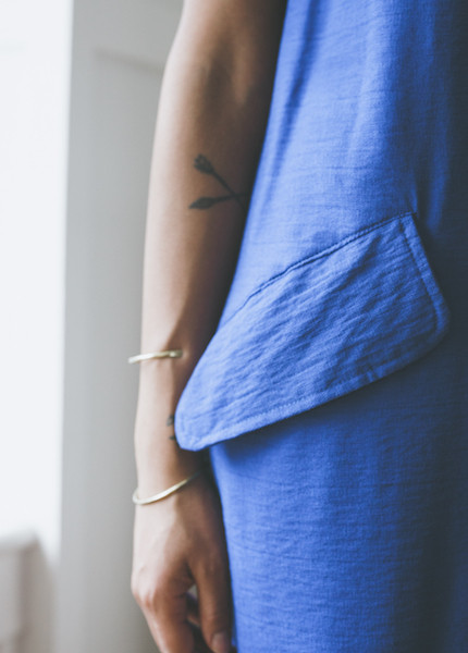 Sunja Link Blue Flap Pocket Dress Sunja Link Blue Flap Pocket Dress