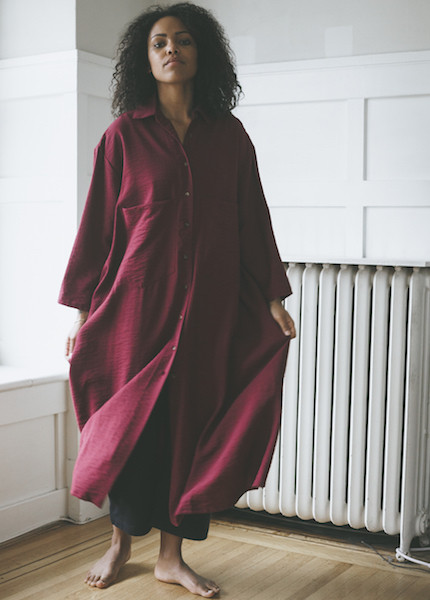 Sunja Link Ox Blood Shirt Dress Sunja Link Ox Blood Shirt Dress