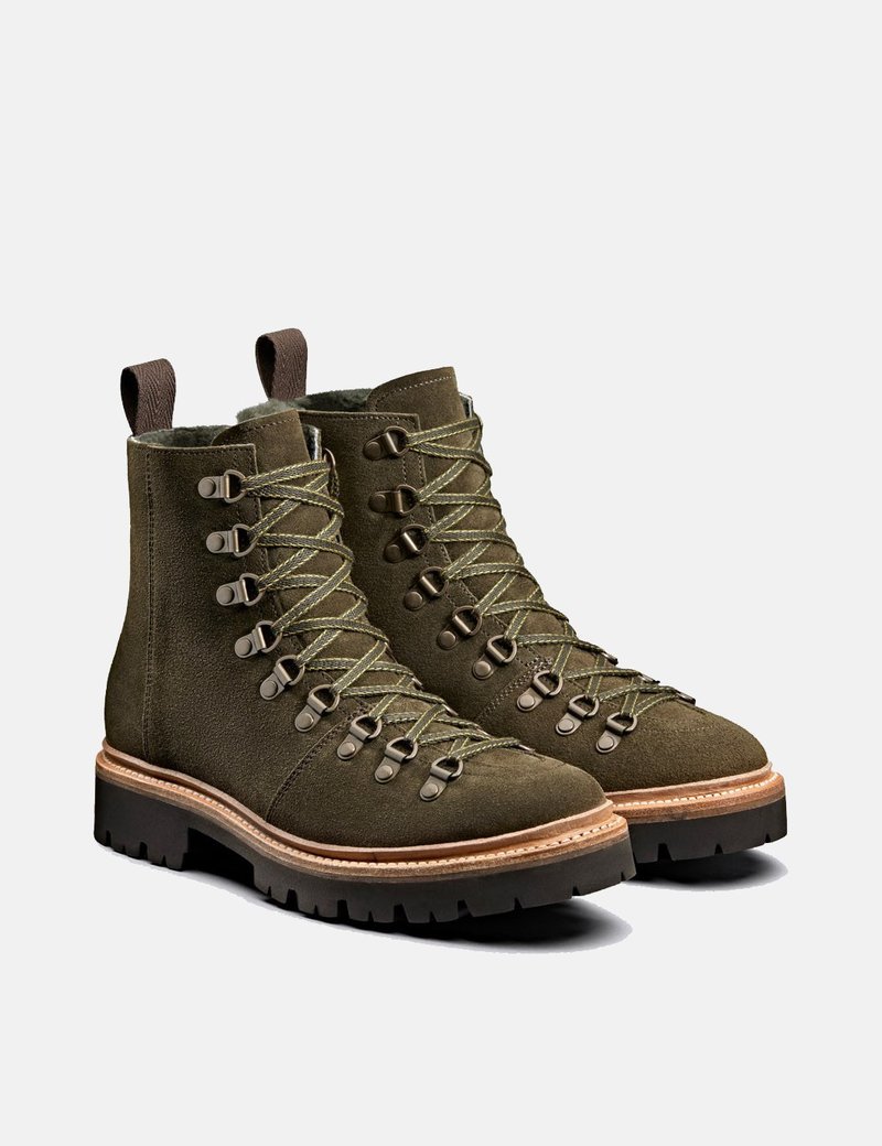 Womens Grenson Nanette Ski Boot (Suede) Military Green Garmentory