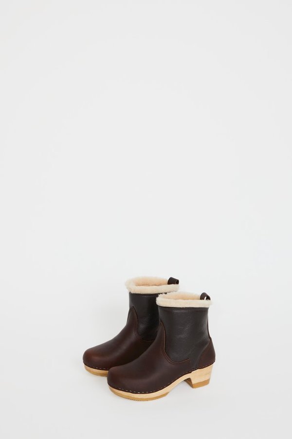 No.6 Pull On Mid Heel Shearling Clog Boot No.6 Pull On Mid Heel Shearling Clog Boot