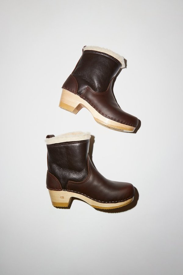 No.6 Pull On Mid Heel Shearling Clog Boot No.6 Pull On Mid Heel Shearling Clog Boot