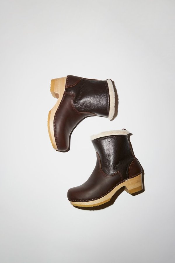 No.6 Pull On Mid Heel Shearling Clog Boot No.6 Pull On Mid Heel Shearling Clog Boot