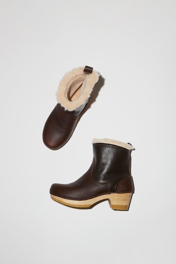 No.6 Pull On Mid Heel Shearling Clog Boot No.6 Pull On Mid Heel Shearling Clog Boot