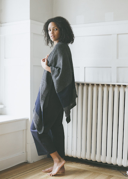 Bare Knitwear Travel Wrap - Charcoal Stripe Bare Knitwear Travel Wrap - Charcoal Stripe