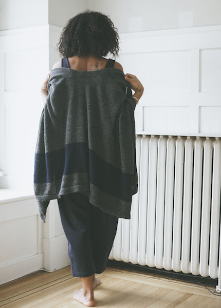 Bare Knitwear Travel Wrap - Charcoal Stripe Bare Knitwear Travel Wrap - Charcoal Stripe