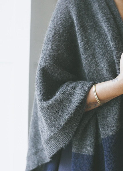 Bare Knitwear Travel Wrap - Charcoal Stripe Bare Knitwear Travel Wrap - Charcoal Stripe