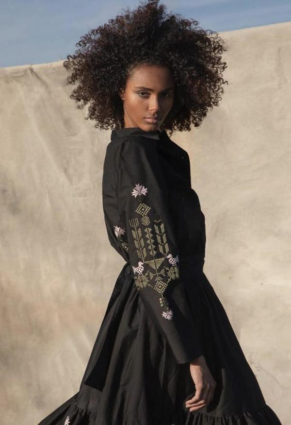 chinese dress ladies Lxhome Boho Wedding Dress for Bride Long Sleeve Wedding Dresses Black  Embroidery Floral Bridal Dresses One Size at Amazon Women's Clothing store main image 0