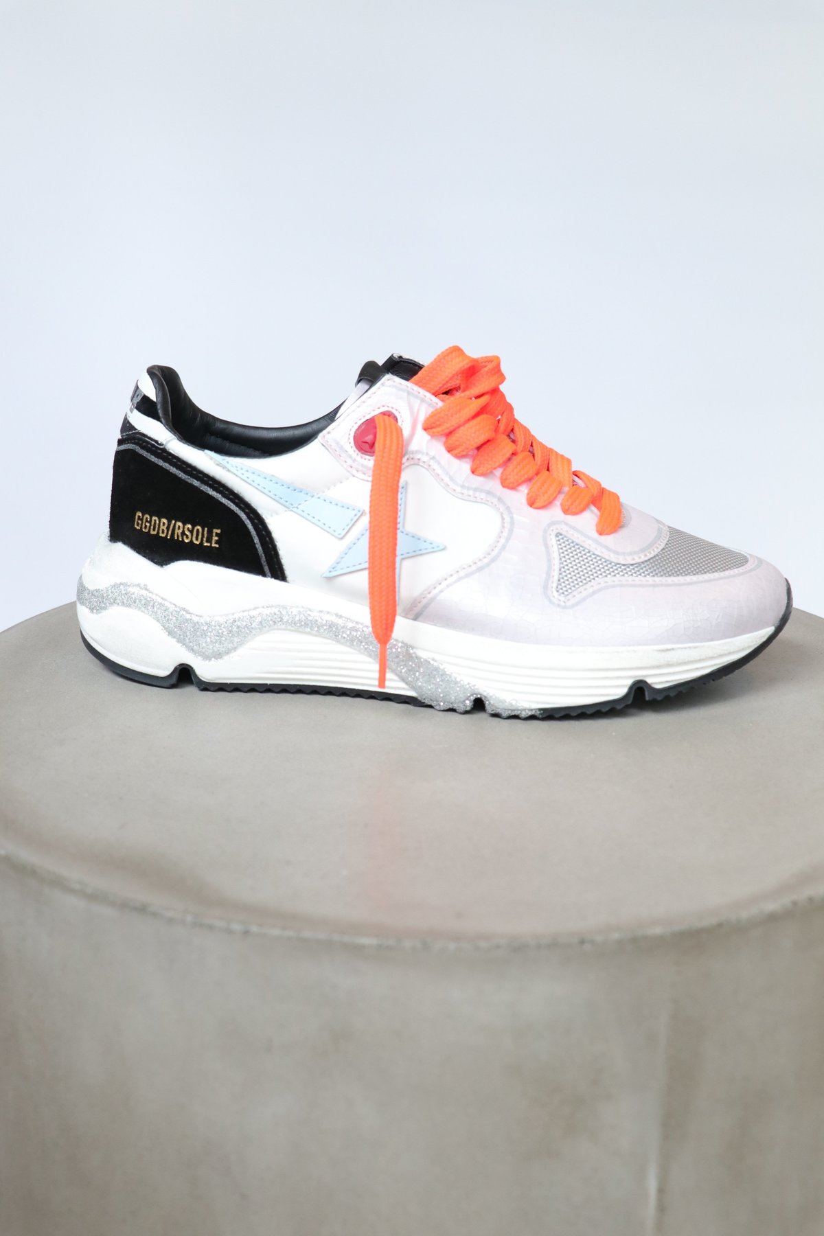 Golden Goose Running Sole Nylon Sneaker with Upper Leather and Star Zebra Print Heel - Image 1 of 4