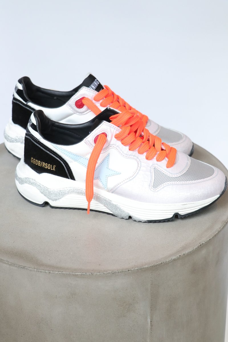 Golden Goose Running Sole Nylon Sneaker with Upper Leather and Star Zebra Print Heel