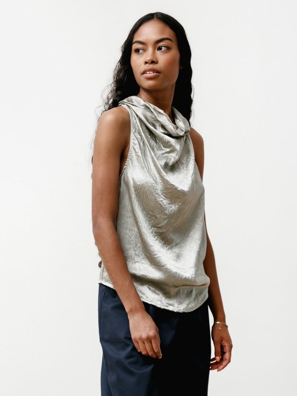 Priory Drape Tank - Crushed Slinky Silver Priory Drape Tank - Crushed Slinky Silver