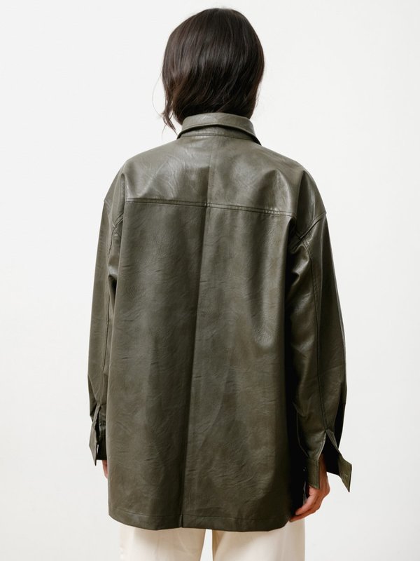Priory The Vegan Leather Overshirt - Green Priory The Vegan Leather Overshirt - Green