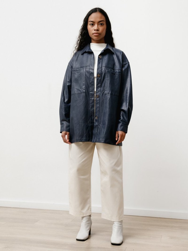 Priory The Vegan Leather Overshirt - Navy