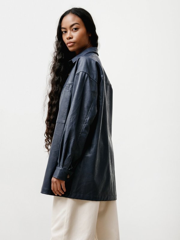 Priory The Vegan Leather Overshirt - Navy Priory The Vegan Leather Overshirt - Navy