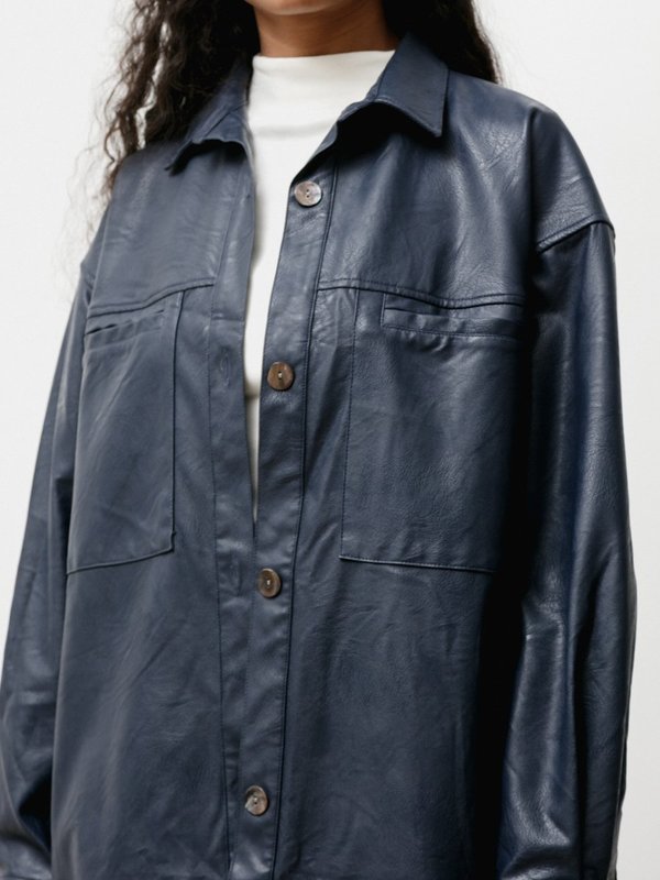 Priory The Vegan Leather Overshirt - Navy Priory The Vegan Leather Overshirt - Navy
