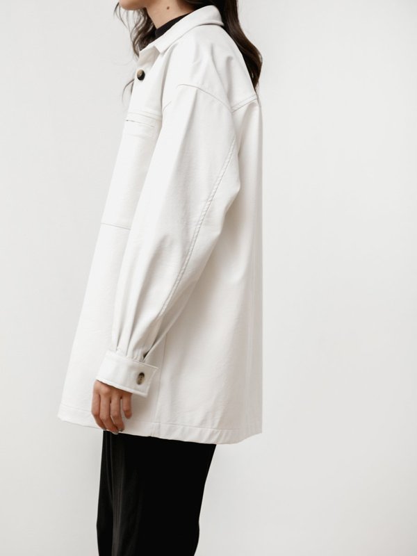 Priory The Vegan Leather Overshirt - White Priory The Vegan Leather Overshirt - White