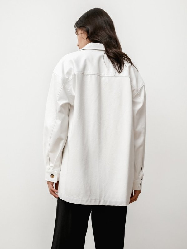 Priory The Vegan Leather Overshirt - White Priory The Vegan Leather Overshirt - White
