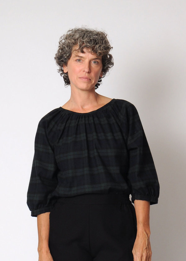 Conifer Gathered Top - Navy Plaid Conifer Gathered Top - Navy Plaid