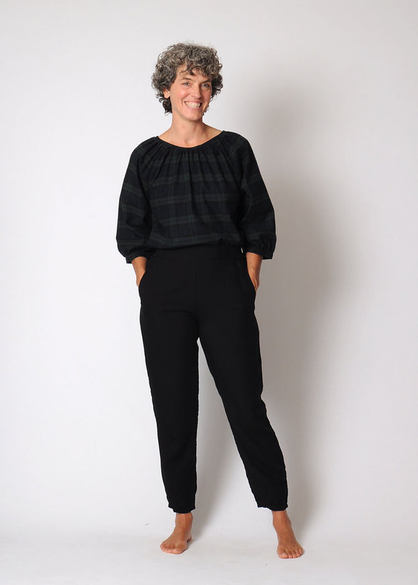 Conifer Gathered Top - Navy Plaid Conifer Gathered Top - Navy Plaid