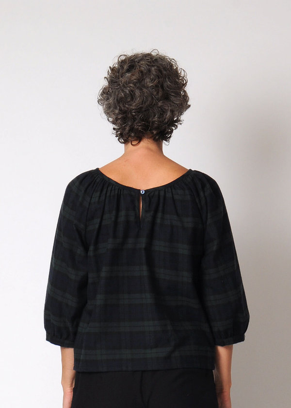 Conifer Gathered Top - Navy Plaid Conifer Gathered Top - Navy Plaid