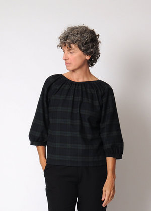 Conifer Gathered Top - Navy Plaid Conifer Gathered Top - Navy Plaid