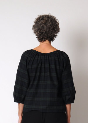 Conifer Gathered Top - Navy Plaid Conifer Gathered Top - Navy Plaid