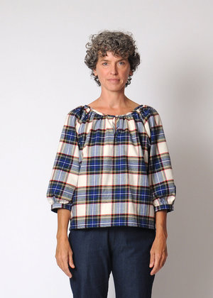 conifer shop Conifer Reversible Gathered Top - White Plaid conifer shop Conifer Reversible Gathered Top - White Plaid