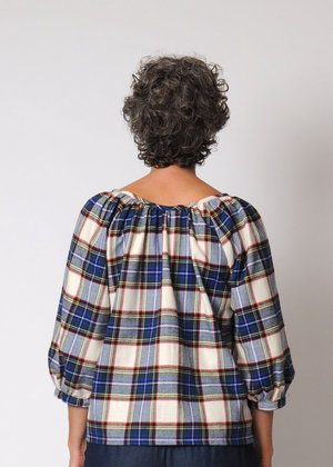 conifer shop Conifer Reversible Gathered Top - White Plaid conifer shop Conifer Reversible Gathered Top - White Plaid