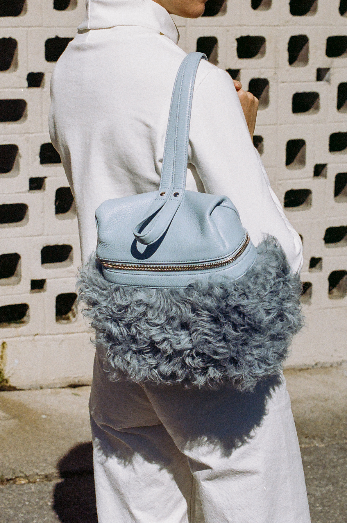 ?KARA Shearling Small Backpack KARA Shearling Small Backpack Sky Blue RARE | eBay main image 2