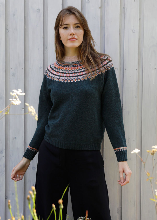 Quniton Chadwick Scottish Fairisle Sweater deep teal Garmentory
