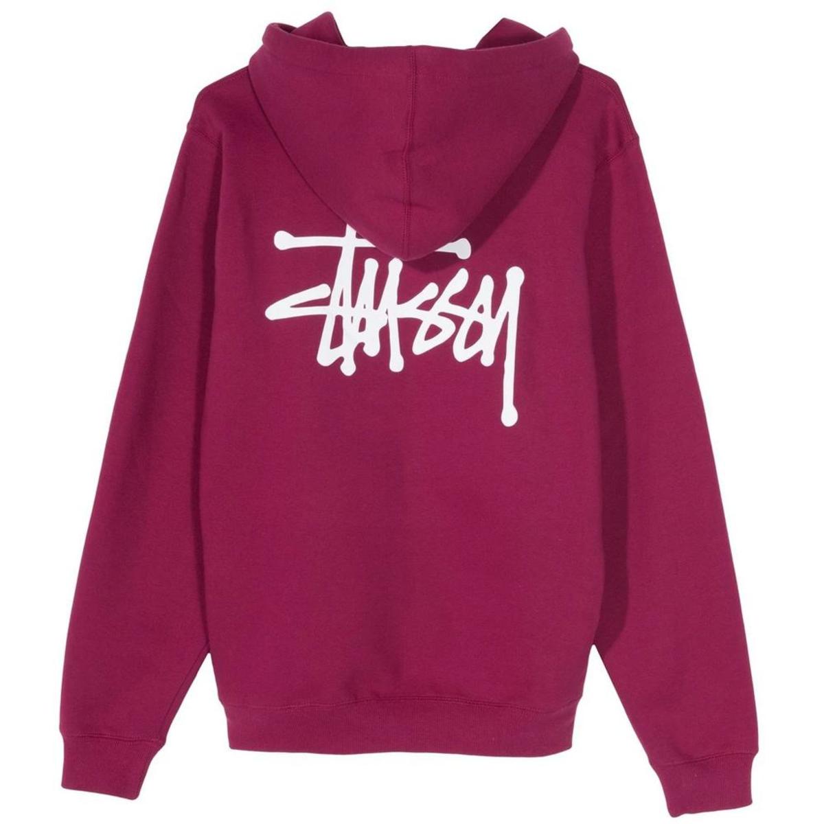 Zip Hoodie Burgundy Stussy Wine Hoodie Stüssy Overdyed Stock Logo 