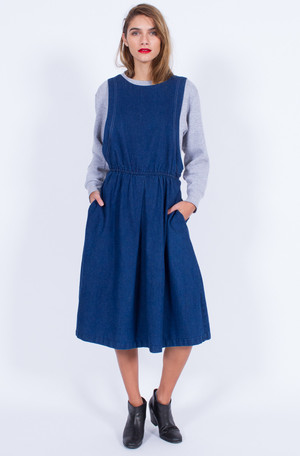 Yo Vintage! DENIM PINAFORE DRESS (MED-LARGE) | Garmentory