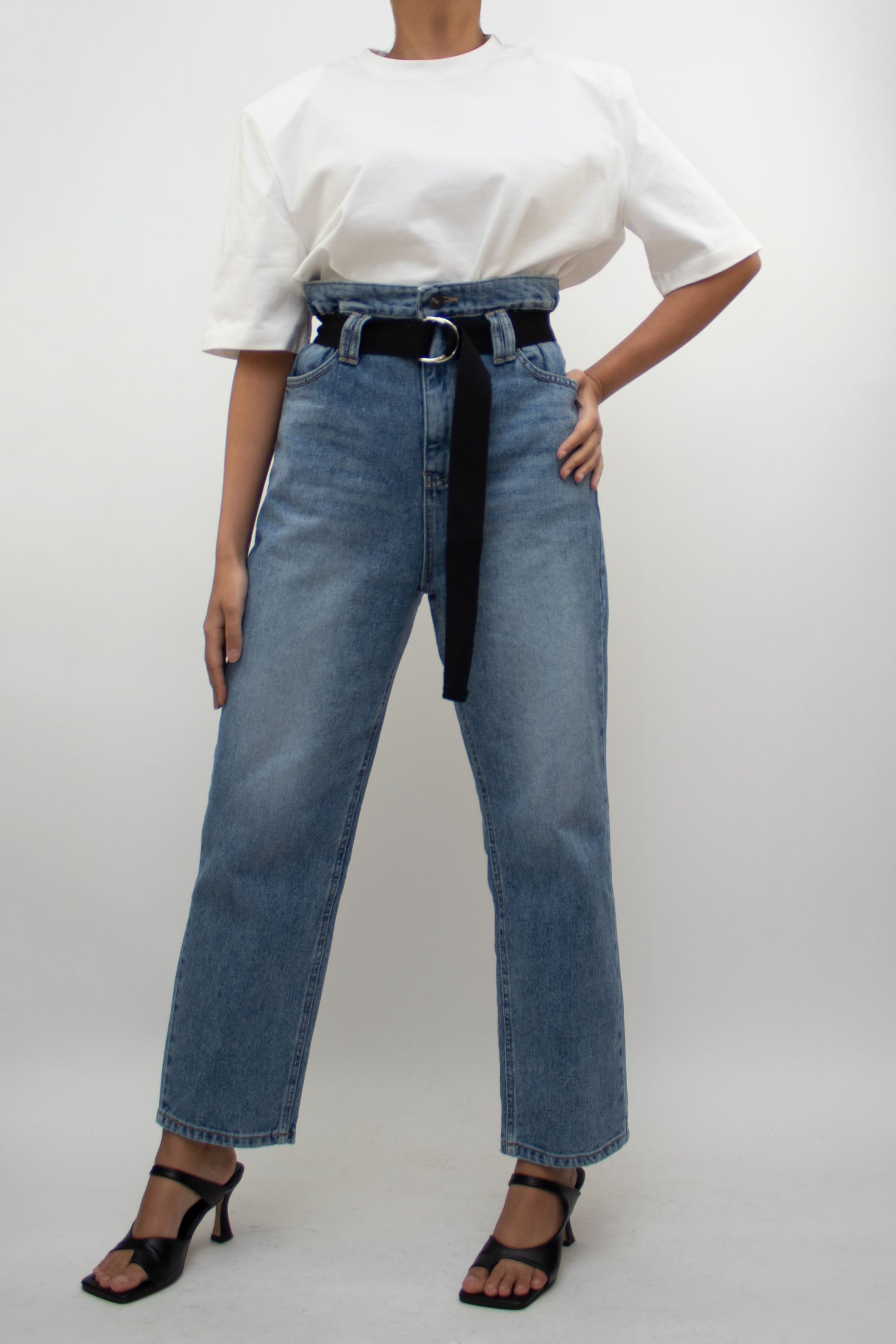 high rise belted jeans