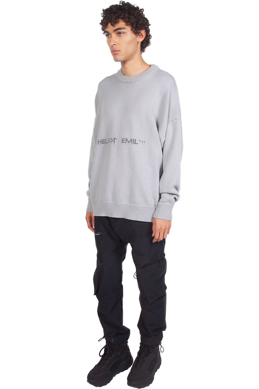 【HELIOT EMIL】グレースウェットシャツ Heliot Emil Logo Oversized Crewneck Knit - Grey | Garmentory