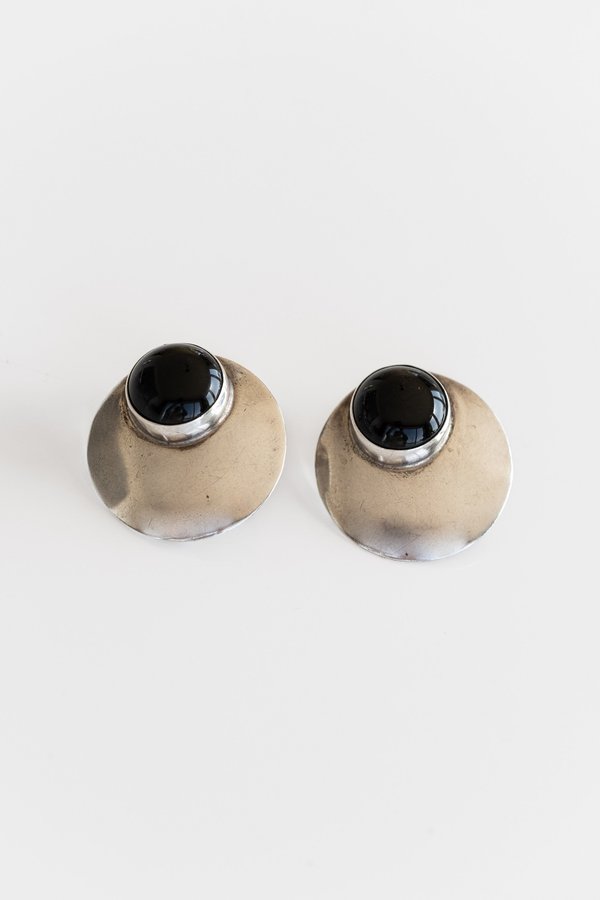 VINTAGE RELIQUARY VINTAGE CIRCLE EARRINGS - SILVER/ONYX VINTAGE RELIQUARY VINTAGE CIRCLE EARRINGS - SILVER/ONYX