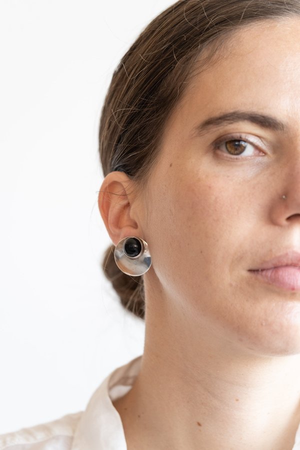 VINTAGE RELIQUARY VINTAGE CIRCLE EARRINGS - SILVER/ONYX VINTAGE RELIQUARY VINTAGE CIRCLE EARRINGS - SILVER/ONYX