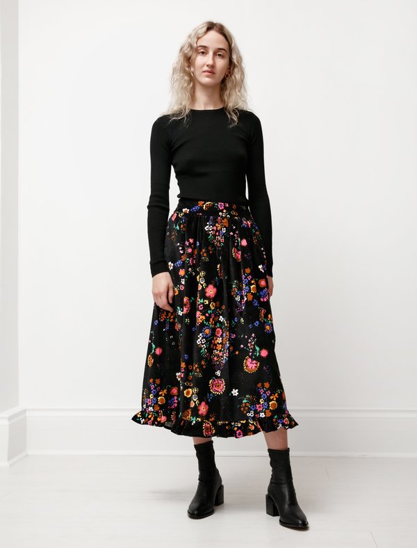 Shrimps George Long Skirt in Corduroy Floral brown Garmentory