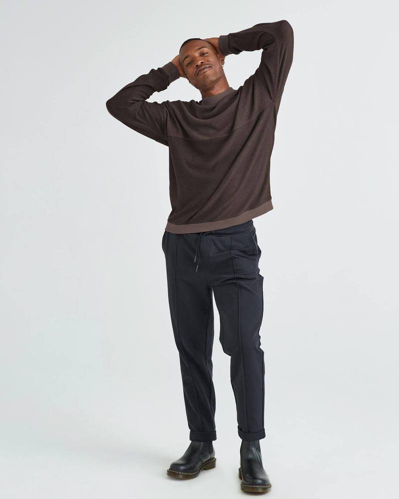 Richer Poorer cozy knit ls sweater - bitter brown