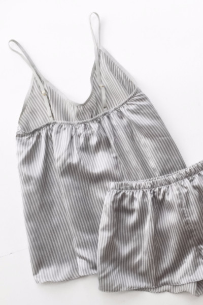 Salua Lingerie Striped Cotton-Silk Cami Salua Lingerie Striped Cotton-Silk Cami