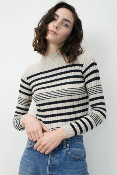 Micaela Greg RIB SWEATER - BLACK + CREAM Micaela Greg RIB SWEATER - BLACK + CREAM
