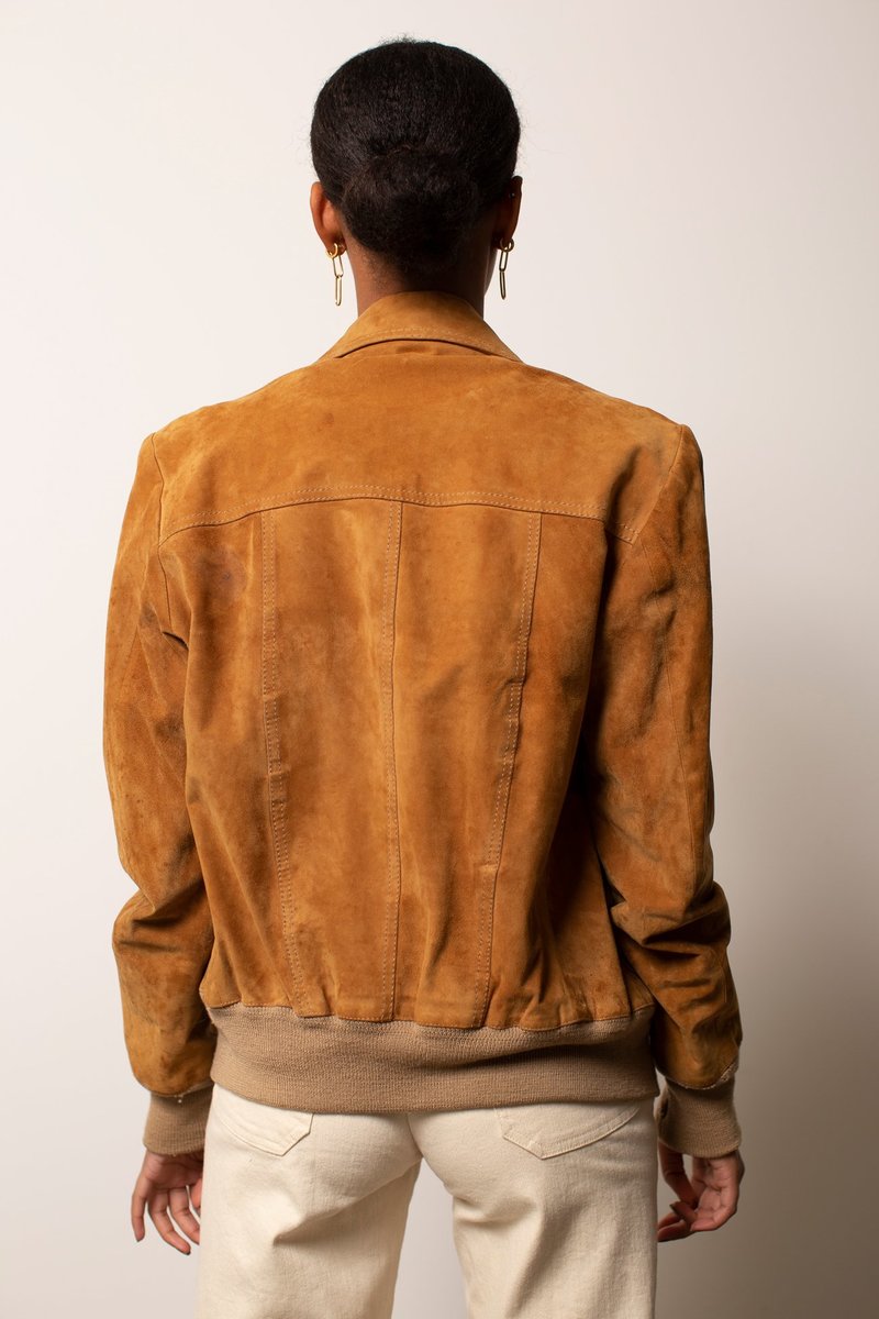 SOMEWHEREBUTTER ■ Carmel Suede Jacket Camel Faux Suede Moto Jacket - Cracker Barrel
