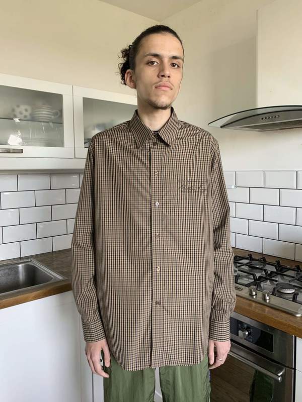 Martine Rose Classic Poplin Cotton Shirt - Brown Check Martine Rose Classic Poplin Cotton Shirt - Brown Check