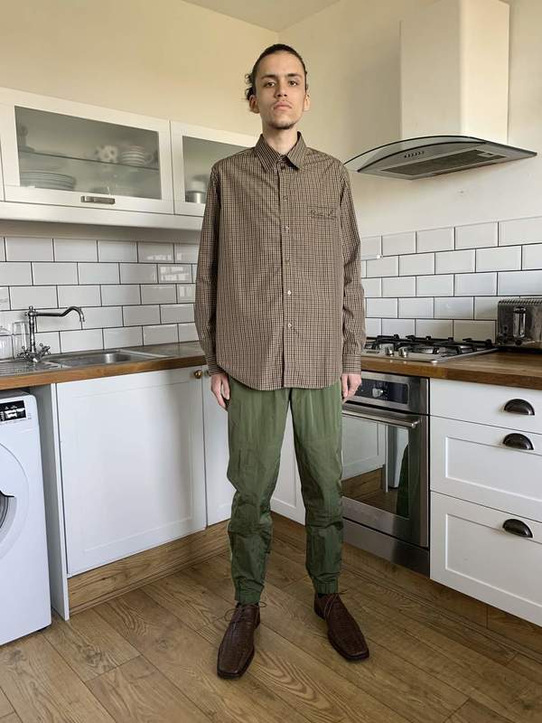 Martine Rose Classic Poplin Cotton Shirt - Brown Check Martine Rose Classic Poplin Cotton Shirt - Brown Check